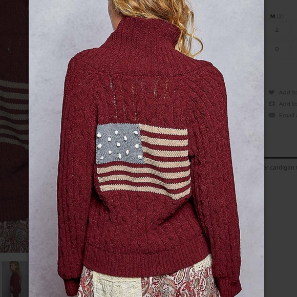 POL “ Luna ” POL Chenille Cardigan Sweater with American Flag Weave 68 - Picture 4 of 7